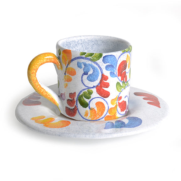 Handmade Italian Espresso Cup and Saucer from The Rosso Collection