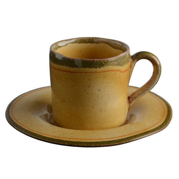 Handmade Italian Espresso Cup and Saucer from The Rosso Collection