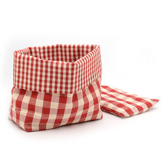 Biancheria Red and White Check Bread Basket