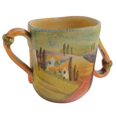 Mug with Two Handles and Slanted Top