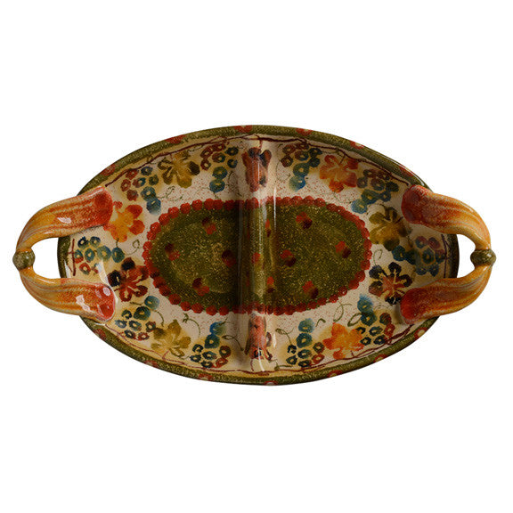 Small Oval Two Section Plate with Handles
